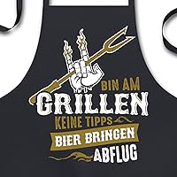 YORA Grillschürze für Männer lustig - Bin am Grillen Rock n Roll - Arbeitsschürze & Kochschürze - Geschenk für den Mann