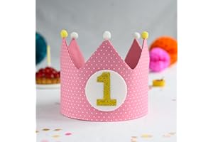 LG LITTLE GOODS Little Goods - Geburtstagskrone - wendbare - Stoffkrone - Krone Kinder Mädchen Junge - Krone inklusive austauschbarer Zahlen - Kindergeburtstag - Rosa - Rosa-Gold