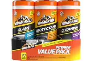 ARMOR ALL Pack 3 en 1 - Toallitas Multiusos, Salpicaderos Brillo y Cristales I 30 UDS Cada Bote I Limpieza Integral y Protección Completa I Cierre Hermético para Máxima Conservación