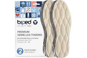 biped 2 paires de semelles hiver - Semelles de chaussures en véritable laine d'agneau - Semelles thermiques chauffantes avec dessous en aluminium z2391(39)