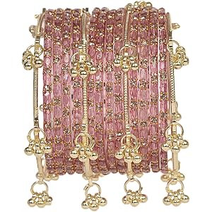 Swara Creations Kashmiri Ghungroo Raindrop Bangles Combo Set | for Women and Girls|Set of 16 Pcs (SKU417)