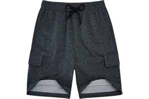 Kids4ever Kids Boy Jersey Shorts Summer Lightweight Casual Sweat Shorts with Side Pockets Adjustable Waistband for 5-12 Years