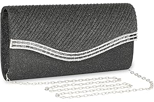UBORSE Abendtasche Damen Clutch Glänzend mit Strass Handtasche mit Kette Kleine Umhängetasche Envelope Tasche Achseltasche Unterarmtasche für Hochzeit Cocktailparty Tanzparty Geburtstag Bankett