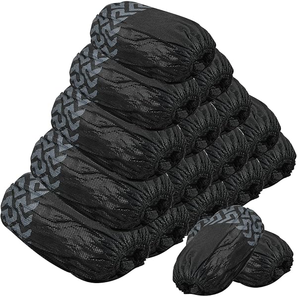 Lot De 100 Surchaussures Jetables Noir Antidérapants En Non Tissé