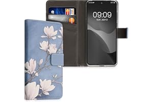 kwmobile Carcasa Compatible con Motorola Edge 30 Neo Funda - Funda con Tarjetero y Stand de Cuero sintético - Magnolias