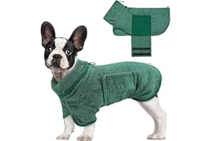 Woiil Dog Drying Coat, Super Absorbent Dog Drying Towel Robe, Super Soft, Fast Drying, Premium Pet Bath Towels for Dogs and Cats,Green, Small