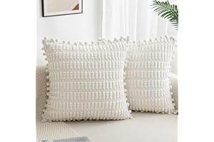 ZWJD Juego de 2 Fundas Cojines 50x50 de Pana Suave para Sofá - Boho Decorativos Modernos - Decoración para Dormitorio, Hogar, Coche - Crema