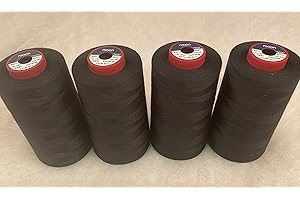 MARENT Moon Overlocking Thread 4 x 5000 Yards Polyester Moon Thread Cones White Black Natural Cream (Black)