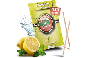 Stoxser 150 x Zahnstocher mit Geschmack Zitrone die Geschmacksrevolution, Zahnstocher Geschmack Kein Kaugummi Unterstützend zu Zahnpasta Zahnsteinentferner Zahnseide Zuckerfrei