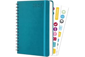 HAIANE Agenda 2025 A5, Agenda Settimanale 2025 Con Copertina Rigida in Pelle PU, Agenda Giornaliera Con Carta Da 100g/m, Agende Planner 2025 Adatto per Uffici, Scuole, Organizzatori (Blu)