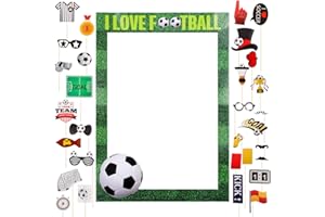 Nezyo 30 Pcs Football Themed Photo Booth Props Selfie Frame Fans Birthday Party Decorations Football Party Supplies Accessories