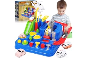 ZZXLOPEZ Pista de Coches Juguetes para Niños 3 Años, Circuito de Coches Juguete-s de Aventura Garaje Coche Juguete, Juguetes de Aventura Circuito, Juguete Educativo para Niños 3-6 Años Regalos