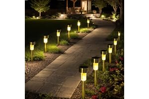 SC-Daily Solar Lights Outdoor Garden Landscape Pathway - 12 Pack Solar Powered Stake Lights - LED, for Lawn Borders Flowerbeds Patio Ideal Driveway and Pathway Lighting for Outside (Warm White)