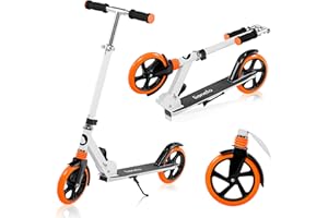 LIONELO LUCA trotinette Enfant et Adultes jusqu'à 100 kg, Construction Durable, Pliage, Rapide, Guidon Ajustable, Roues à 20 cm, Amortisseur ShockResist Frein