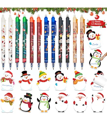 Set De 4 Bolígrafos Borrables Con Diseño Navideño Y De Animales, Punta 0.5 Mm, Tinta Negra, Regalo Ideal Para Estudiantes Y Oficina