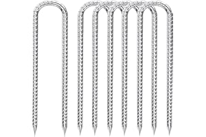 Fondlife Bodenanker,30cm Bodenpfähle,Verzinkter Stahl Bodenanker Trampolin,Bewehrungsstab Zeltheringe,Garten Pfähle,Camping Zelt Heringe. (Silber U, 6 Stück)