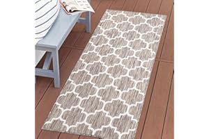 carpet city Teppich Outdoor Wetterfest - Beige - 80x150 cm - Marokkanisch - Balkon Teppich Wasserabweisend - In-& Outdoor Teppiche für Terrasse, Garten, Küche, Bad oder Wohnzimmer