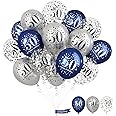 Happy 50th Birthday Balloons Navy Blue Silver, 15 Pieces 50th Birthday Decorations for Men, Blue Silver 50th Party Balloons for Him Age 50 Years Old 50th Birthday Party Decor Celebration Supplies