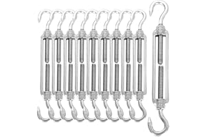 LOLYSIC 10 Stück Spannschloss M6 Seilspanner Edelstahl, Spannschlösser, Seilspanngarnitur, Drahtseil Spanner, Wäscheleinenspanner Spannhaken für Sonnensegel Spanner Seilsystem Gartendraht Zaunspanner