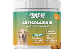 PROPET NUTRITION Integratore Articolazioni Cane. 120 Snack 100% Naturali di Joint Care. Glucosamina, Condroitina, Collagene Articolazioni, Acido Ialuronico. Alta Concentrazione. Antifiammatorio. Supporta la Mobilità