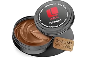 Lenzen Premium Cirage à Chaussures I Crème Nourrissante pour Cuir Lisse et Grainé (Cognac)