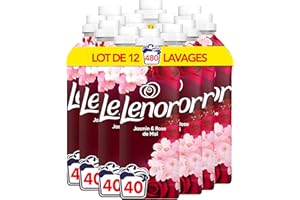 Lenor Adoucissant Linge, 480 Lavages (12x40), Jasmin et Rose de Mai, Collection Bien-être Avec Une Touche d’Huile Essentielle, Formule Fraîcheur Ultra Concentrée, Fabriqué en France