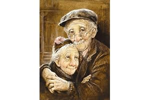 Reofrey Diamond Painting 5D Diamant Peinture Couple Personnes âgées Peinture DIY Cristal Strass Peinture Plein Forage Broderie Artisanat Point De Croix Chambre Salon Décoration Murale 30x40cm