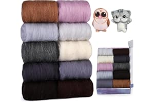 DEUDY Laine à Feutrer Roving 15g/10 Couleurs, Laine Cardée, Feutrage Laine Kit, Roving Laine DIY Kit pour Needle Felting Main Artisanat DIY (Hiver)