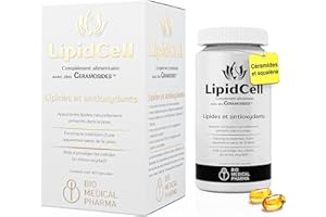 BIO MEDICAL PHARMA Capsules de Céramides et Squalène avec Vitamines A & E – Hydratation et Élasticité de la Peau – Barrière Hydrolipidique Renforcée – Anti-Âge et Protection Antioxydante – LipidCell (60 Gélules)