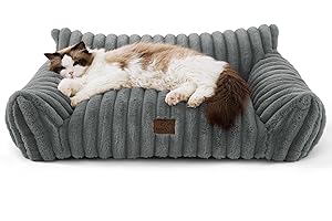Bedsure Sofá Cama Lavable para Perros 76 x 51 x 25 cm Camas Grandes para Gatos de Interior, sofá para Perros medianos Sofá para Gatos con Funda extraíble, Gris Oscuro