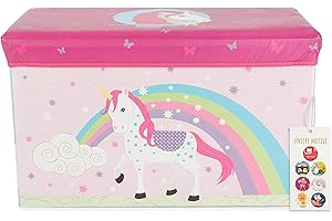 BIECO Almacenaje de Juguetes Unicornio | Caja Infantil Con Tapa 60L | Baúl Organizador de Plástico