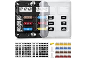 Porta Fusibles Coche Plano ATC/ATO, Portafusibles 12v Caja Fusible ENDARK, Cuadro Fusibles 6 vías con Indicador LED de Bus Negativo para Camper, Barco, Furgoneta, Moto, SUV