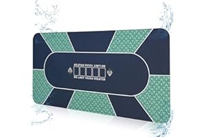 FURUISEN Pokermatte 180 x 90 cm, Professionelle Texas Holdem Poker Matte Pokerteppich Inklusive Tragetasche für bis zu 8 Spieler