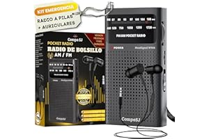 COMPASJ SUPER MAX Radio a Pilas Portátil Pequeña Am/FM Transistor Analógica de Bolsillo Fácil de Usar Señal Fuerte Kit Emergencia Entrada Auriculares Para Personas Mayores Familia Viajes AA Auriculares Regalo