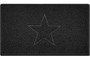Nicoman Wycieraczka pod drzwi wejściowe w kształcie gwiazdy, nadająca się do prania, bariera, wycieraczka do wewnątrz lub na zewnątrz - (średnia, czarna, 75 x 44 cm)