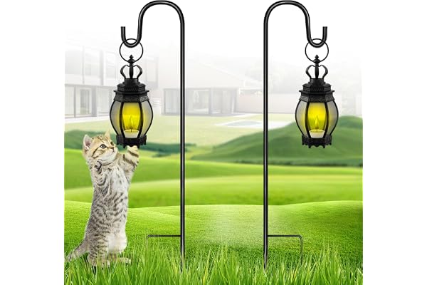 SEGNAYEN Lot de 2 crochets de berger pour lampes de jardin, crochet en métal avec base, 81 cm, réglables pour lanternes suspendues, paniers de plantes, noir