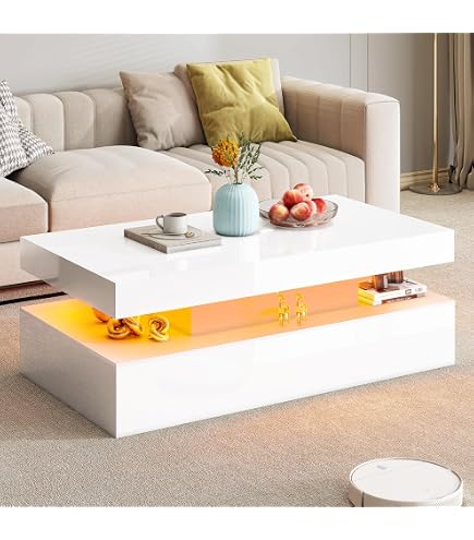 salesfeverのcoffee table SalesFever Coffee Table White High Gloss MDF 90 x 90 cm Square