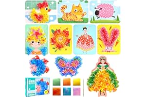 FOHYLOY Poke Art DIY Toys, Warmyard Childhood Infinite Dream Hand-Painted, Poking Fabric Art Frenzy, 3D DIY Cartoon Change Dress Educational Toys, Puncture Painting Craft Kit for Kids Boys Girls (B)