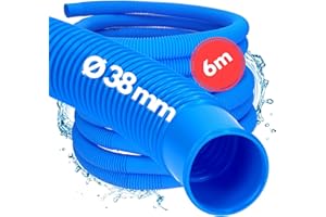 6 mètres Kalitec tuyau de piscine 38mm, bleu I Tuyau de piscine 38 mm I Tuyau pour pompe de piscine I Made in Germany I Résistant au chlore I Indéformable I Résistant au passage