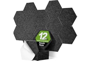 ‎DEECAM Hexagon Akustikplatten selbstklebend, Deecam 30X26X1 CM Hohe Dichte Akustikpaneele, Schwer Entflammbar/Schallschutz/Schmücken für Tür/schalldämmung/Wanddekoration/Decken und Akustische Behandlung