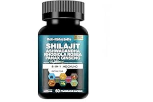VPIUV Shilajit Pure Himalayan 9000MG – 8-in-1 Kraftformel mit Rhodiola Rosea 1000MG, Ashwagandha 2000MG, Ginseng, Ginkgo Biloba, Kurkuma, Cordyceps und Brennnessel für maximale Energie & Vitalität
