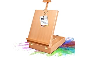 Artina Caballete de Mesa Nancy – Maletín de Artista Caballete para bastidores (MAX. 66 cm) – Caballete de Mesa con asa de Transporte – Maletín de Pintura con 3 divisiones para Pinturas y Pinceles