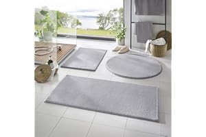 ‎TARACARPET Taracarpet Badematte Fiona rutschfest waschbar Badezimmerteppich sehr weich und als Set kombinierbar Uni grau 050x080 cm