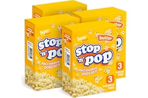 SOL 12pk x 85g Stop 'n' Pop Microwave Popcorn, Butter Flavoured Pop Corn Kernels, Ready in Minutes Tasty Snack for Family Movie Nights, Easy to Prepare, Ideal for Sharing Fun Moments at Home