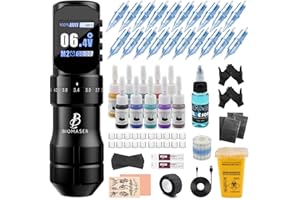 Biomaser maquina de Inalambrica Bolígrafo rotativo con batería de 2200mAh 7 golpes ajustables 20pcs Agujas de cartucho Longitud de carrera de 4.5mm Máquina de bolígrafo LED Digital Para principiantes