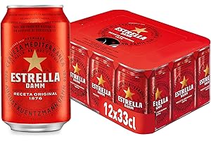 Cerveza Estrella Damm, pack de 12 Latas 33cl. Total: 3,96 L. | Cerveza Lager Mediterránea, Receta Original 1876, 100% Ingredientes Naturales.