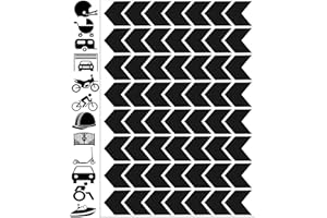 Biomar Labs® Set di 56 adesivi in PVC ad alta visibilità riflettenti, visibilità notturna, sicurezza adesivi per bicicletta, casco, passeggino, giocattoli, caravana, rotolo, barca, nero D 50