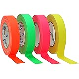 ProTapes/Permacel Gaff - Nastro adesivo in tessuto impermeabile fluorescente, 24 mm x 23 m Verde/Arancione/Rosa/Giallo