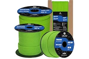 Abma Cord Paracord 3mm 50m Cuerda Paracord 100% Nylon Resistente Tipo II 3 Hebras Cuerda de Paracaídas para Exteriores - MAX. 192 kg - Verde Neón