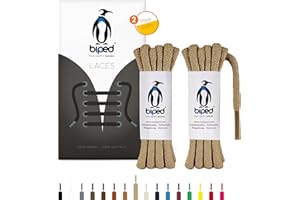 biped LACETS 2 paires de lacets ronds en coton ø 5 mm extra épais - lacets de qualité indéchirable pour chaussures en cuir, bottes et chaussures de sport - made in EU z2902(beige,75 cm)